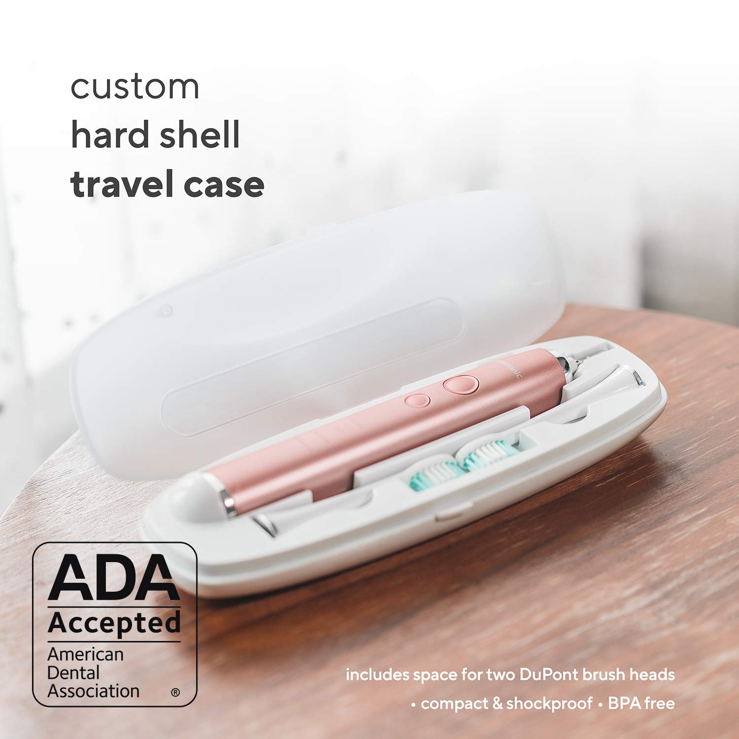 AquaSonic Vibe Series Ultra Whitening Toothbrush – ADA Accepted Electric Toothbrush - 8 Brush Heads & Travel Case - Ultra Sonic Motor & Wireless Charging - 4 Modes w Smart Timer – Satin Rose Gold : Beauty & Personal Care