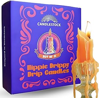 Candlestock Hippie Drippy Drip Candles - Pack of 11 Dripping Taper Candles - Wine Bottle Melting Candles (Halloween Pack - 5 Black, 6 Orange)