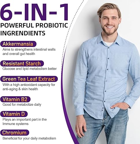 Miniatura 4 de 300 mil millones de AFU Akkermansia Muciniphila - Probióticos vivos Akkermansia para hombres y mujeres, para GLP-1, digestivo, intestino, inmune y