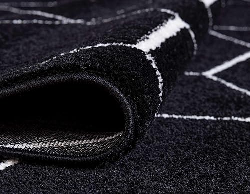 Miniatura 6 de Unique Loom - Alfombra con diseño geométrico, colección Trellis Frieze (4 pies y 1 pulgada x 6 pies y 1 pulgada, negromarfil)