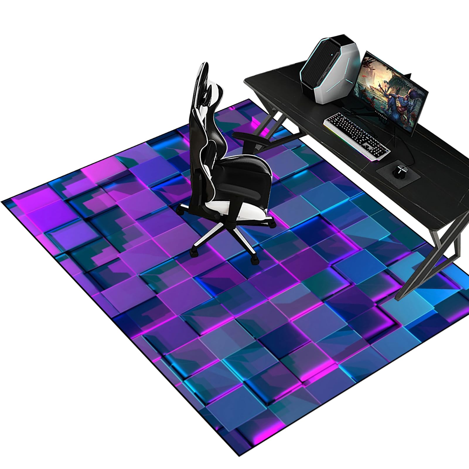 Fzamudng Office Chair Mat for Carpet Floor, Non-slip Carpet Chair Mats, Floor Protector for Rolling Chair, Heavy Duty Computer Chair Mat, Desk Chair Mat for Hardwood Floors Tile Laminat 140 x 160 cm