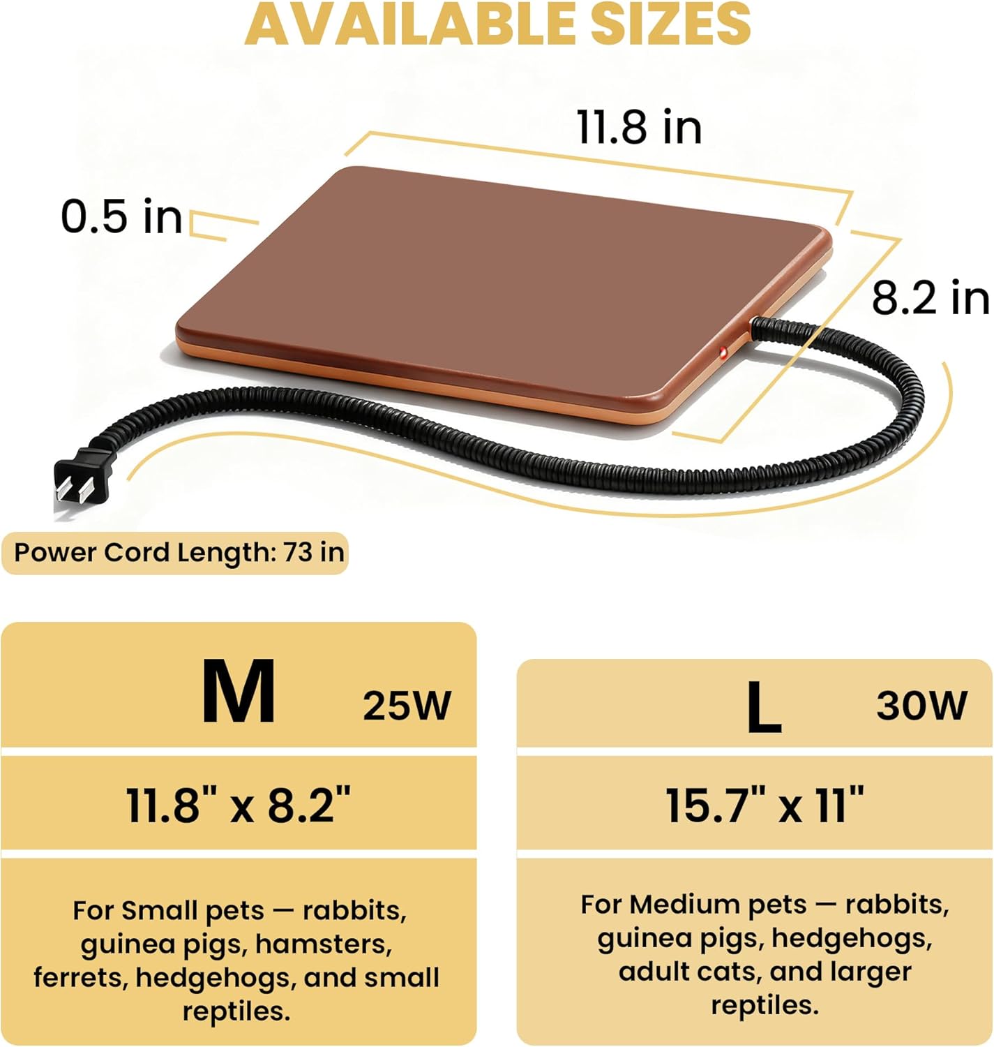 Small Animal Heating Pad, Small Animal Bed, Outdoor/Indoor Winter Thermal Heating Pad for Rabbits, Guinea Pigs & Chickens, Waterproof & Chew-Resistant, Energy-Efficient (S:11.8" x 8.2“)