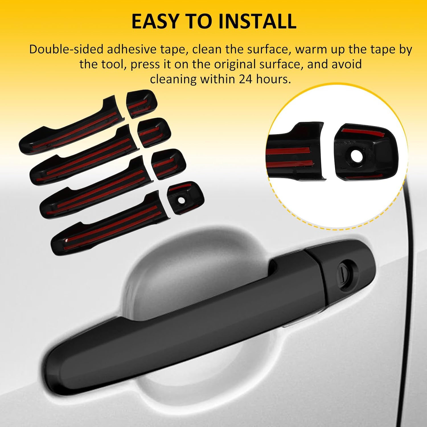 OCPTY 4PCS Door Handle Covers for 2010-2022 for Toyota 4Runner Exterior Driver Side & Passenger Side Car Door Handle Covers Trim Kit Black