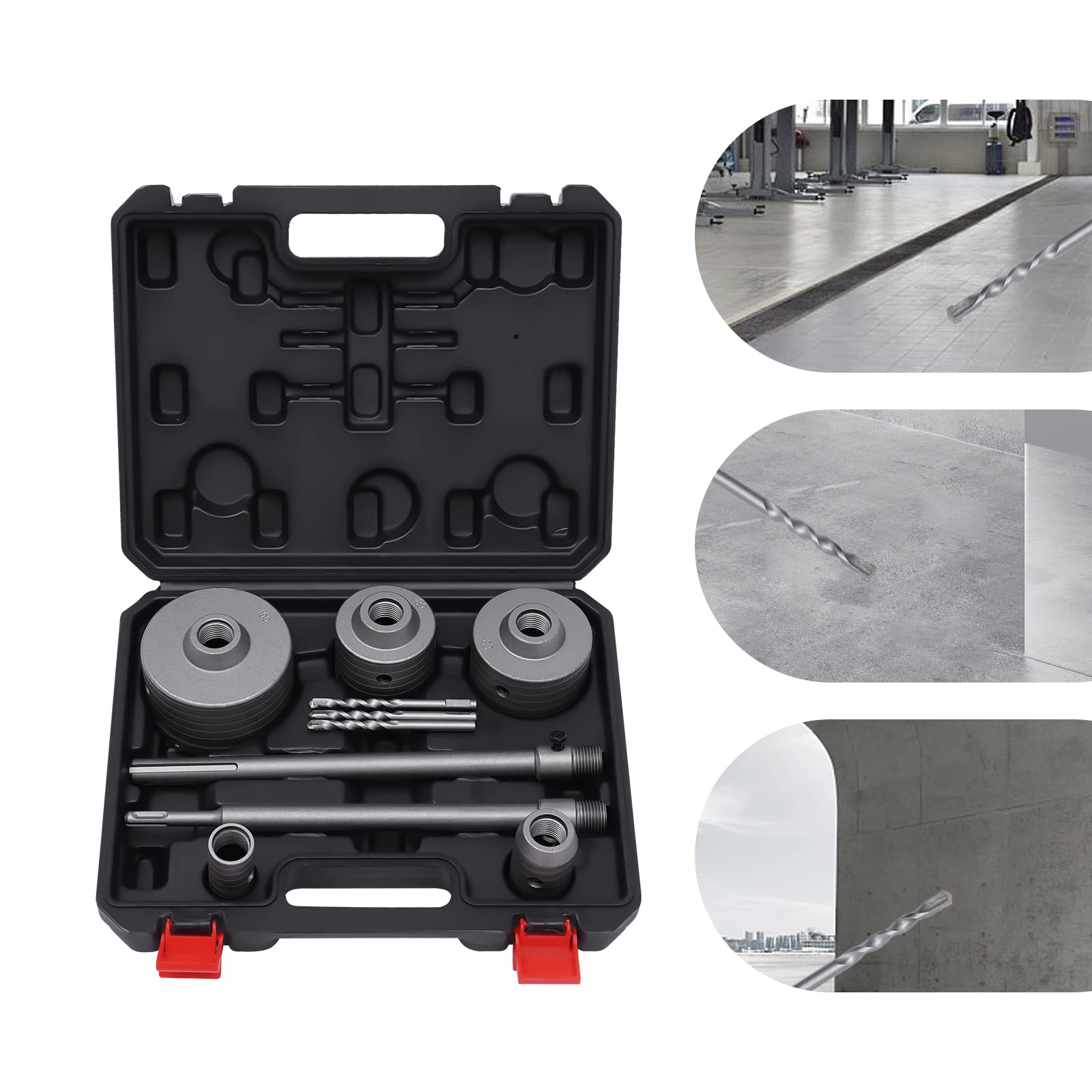 Set di punte per calcestruzzo, punte per trapano a secco, fusto di attacco SDS-Plus, 300 mm, set di punte per calcestruzzo, per cemento, mattoni, muri di pietra, cemento