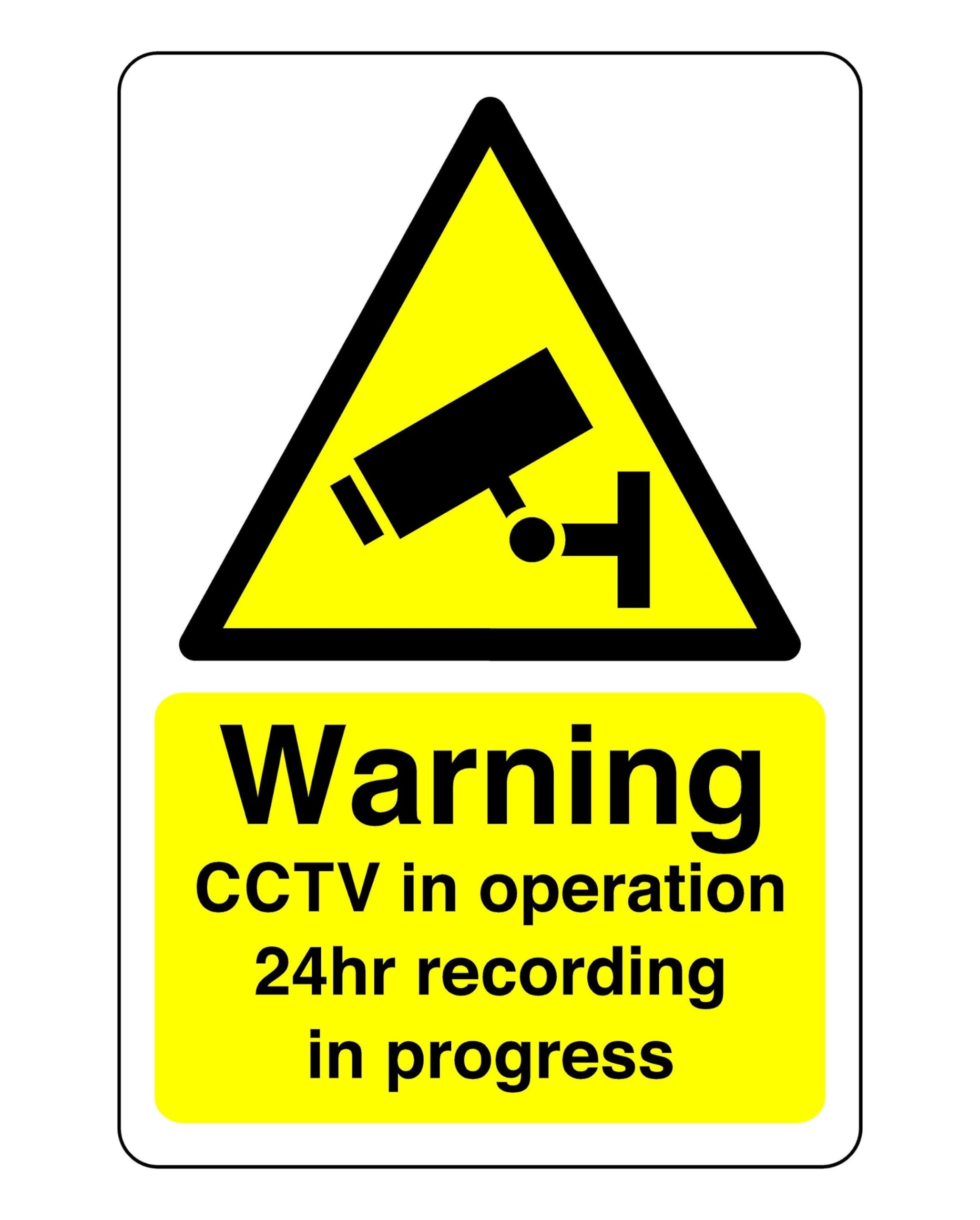 Safety First Display Ltd Yellow Warning Cctv In Operation 24Hr Recording In Progress Safety Sign - 3Mm Aluminum Dibond 400Mm X 300Mm