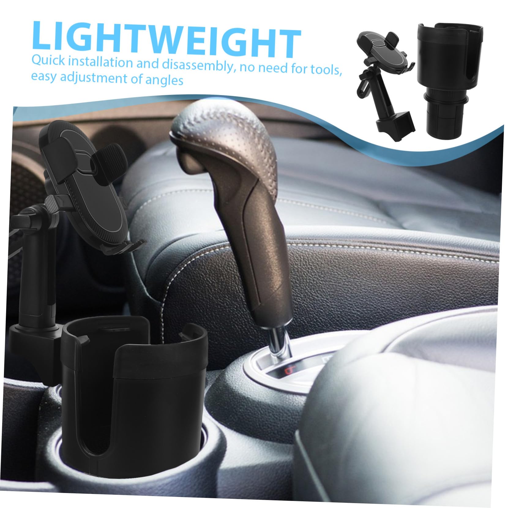 Supporto Auto per Cellulare e Portabicchieri Supporto Smartphone Organizza Bicchieri e Dispositivi Installazione Rapida Materiale Resistente