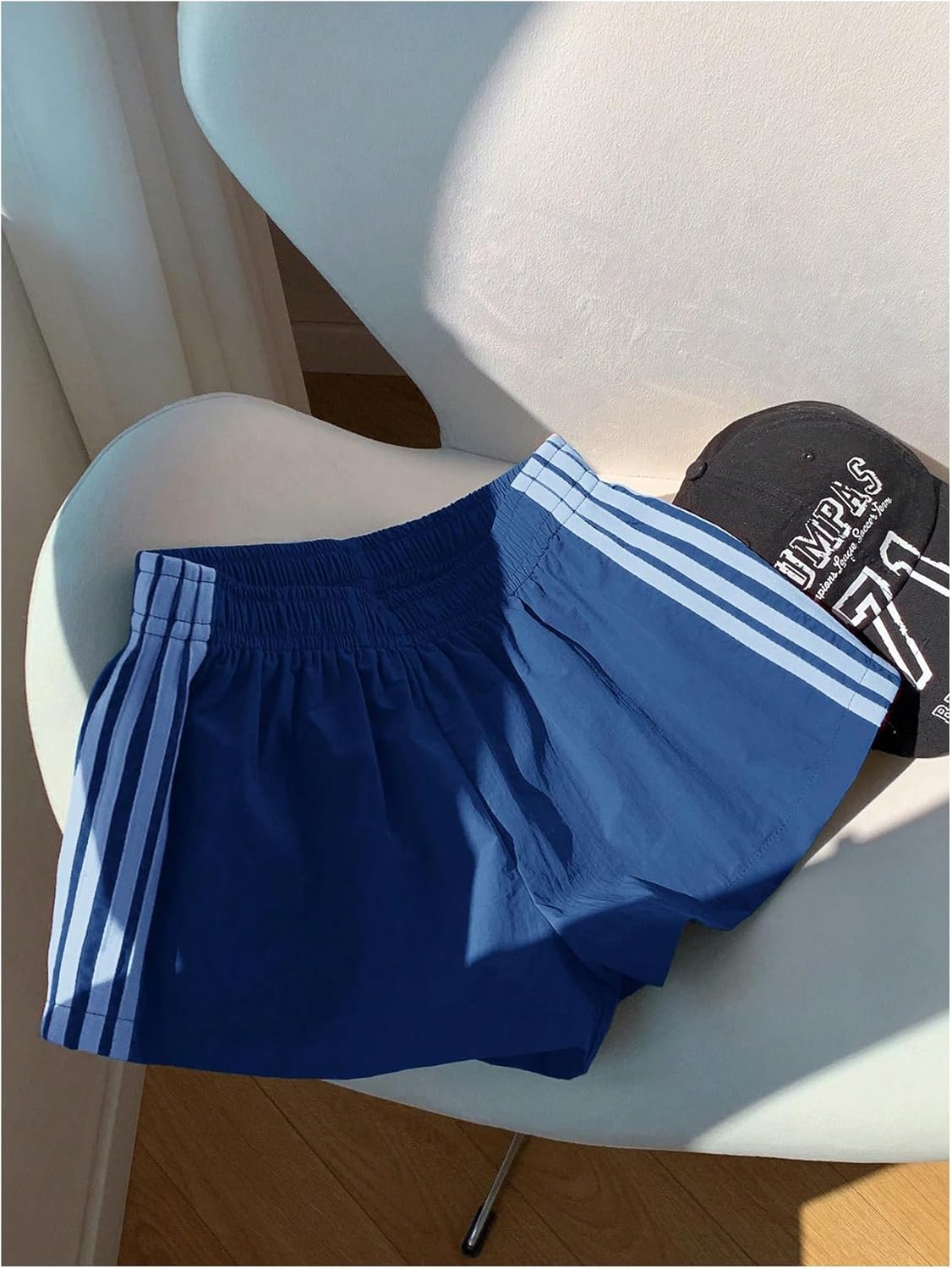 MakeMeChic Women's Y2k Striped Sweat Shorts Wide Leg Lounge Shorts Track Basketball Shorts - Image 4