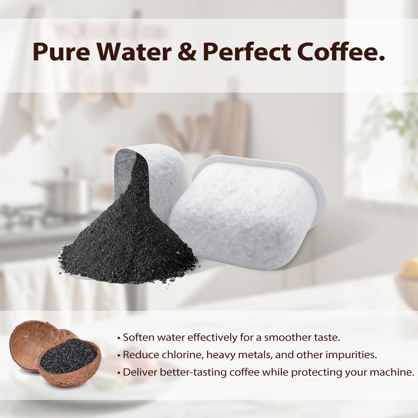 12 Pack Filters Replacement Compatible with Keurig Water Filter Cartridges, 2.0 and 1.0 Classic Coffee Makers, Charcoal Water Filters - 4