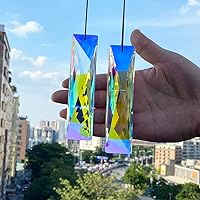 Vista 9 de STINO - 2 prismas grandes de cristal de 5 pulgadas, atrapasoles colgantes con prisma de cristal, fabricante de arco iris para ventanas, balcón
