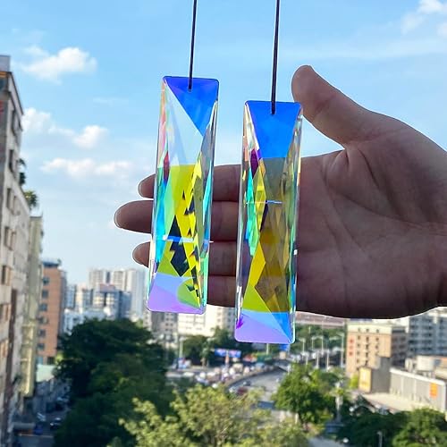 Miniatura 9 de STINO - 2 prismas grandes de cristal de 5 pulgadas, atrapasoles colgantes con prisma de cristal, fabricante de arco iris para ventanas, balcón