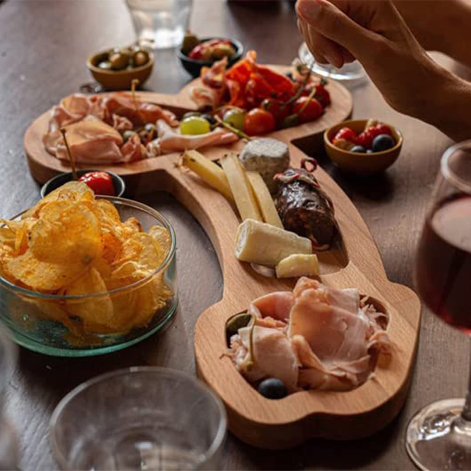 Panonw Tagliere da aperitivo in legno massiccio, tagliere per formaggio e salumi, pratico vassoio per riporre formaggi, per feste di inaugurazione della casa