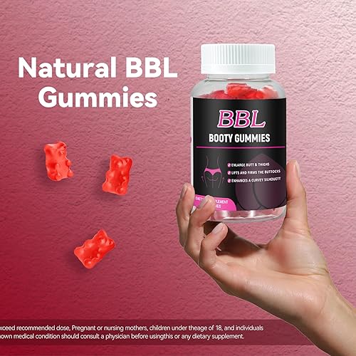 Vista 5 de BBL - Gomitas para el crecimiento de glúteos para mujer, 60 unidades, gomitas con forma de oso para mejorar el cuerpo con curvas, gomitas
