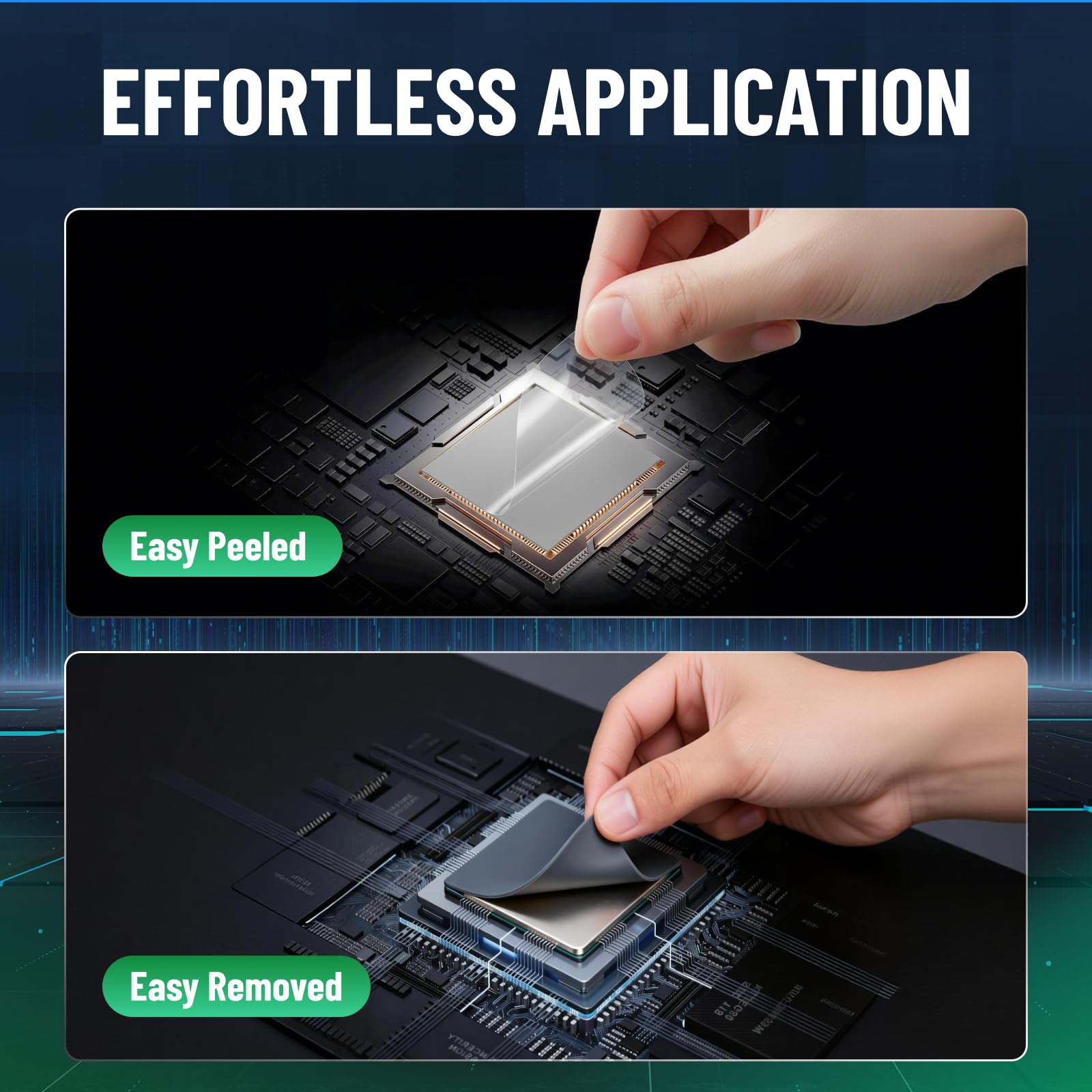 Almohadilla térmica de cambio de fase 7950 de 40 x 80 x 0,25 mm, 8,5 W/mK, almohadilla térmica fácil de despegar, almohadillas térmicas autoadhesivas GPU para CPU/PS4/PS5/PC/RAM/portátil/SSD