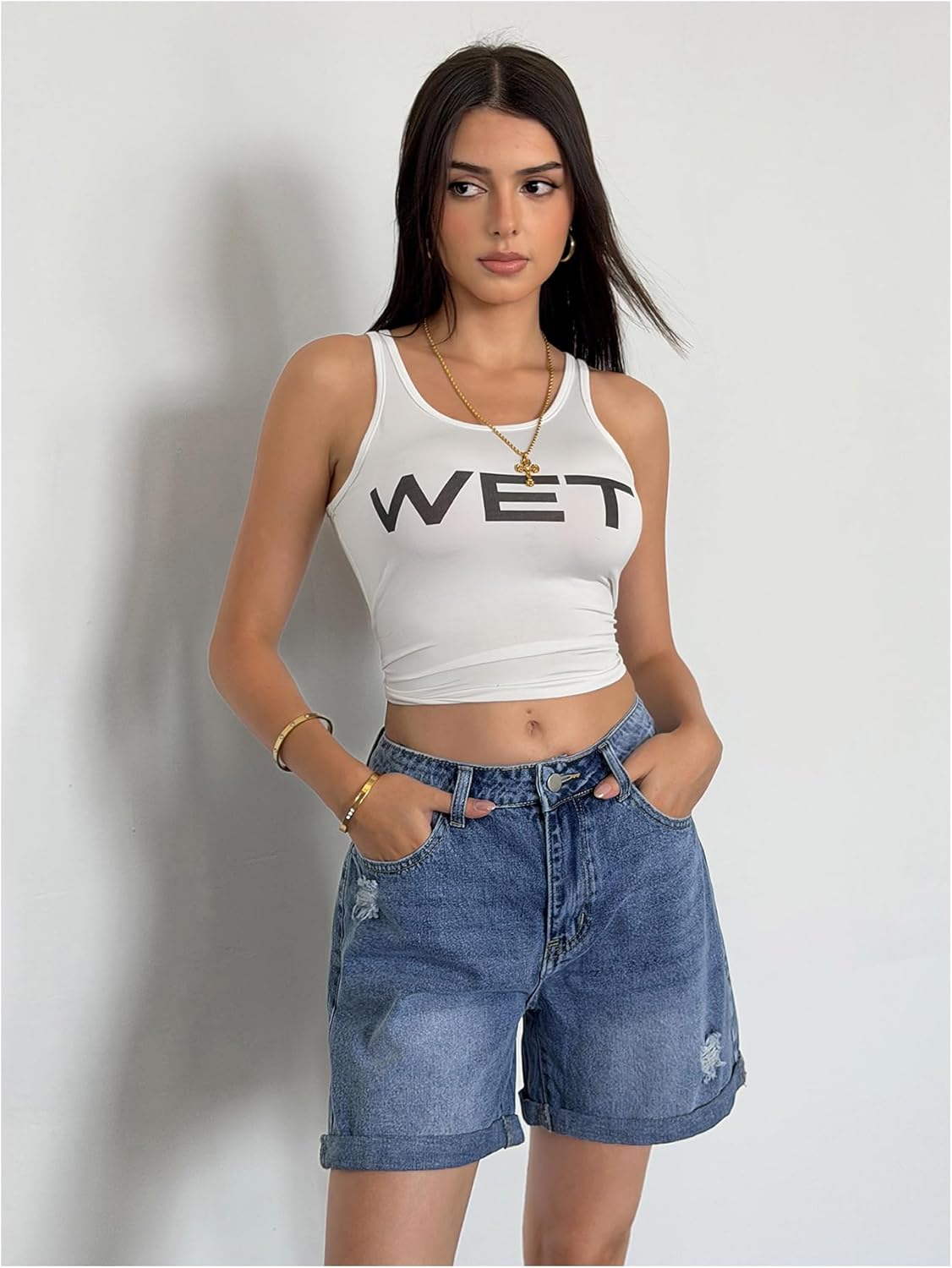 Verdusa Womens Shorts Jeans Y2k Outfits Summer Vintage Low Rise Ripped Distressed Skinny Mini Denim Shorts - Image 6