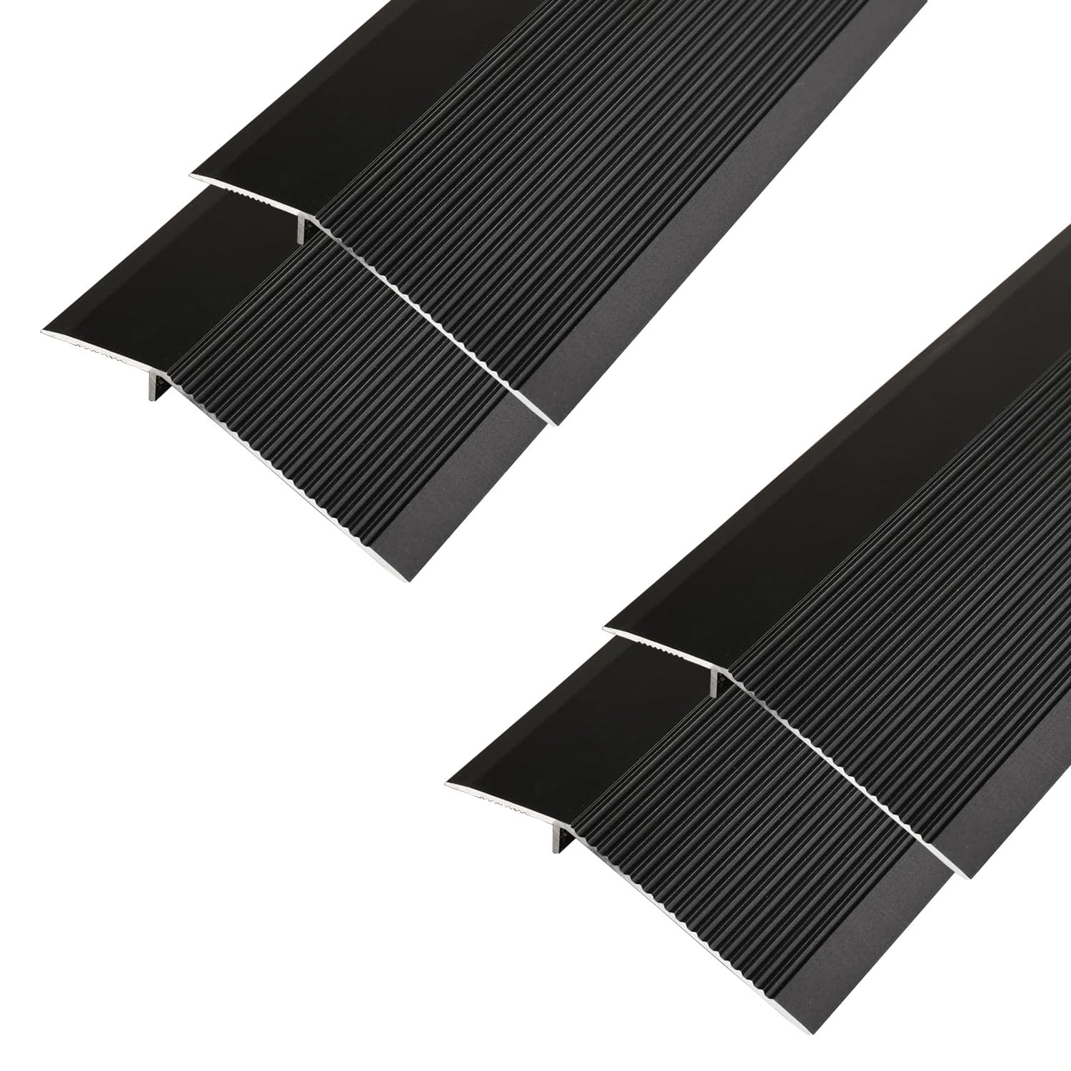 4 Pack Aluminum Floor Transition Strip Door Bar,Floor Bar for Doorways Threshold Ramp Tile Laminate Planks,Bridge The Height is 30mm(Black,0.9m × 10cm)