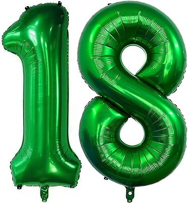 Globo de Cumpleaños Número 18 de Mylar Verde de 40 Pulgadas
