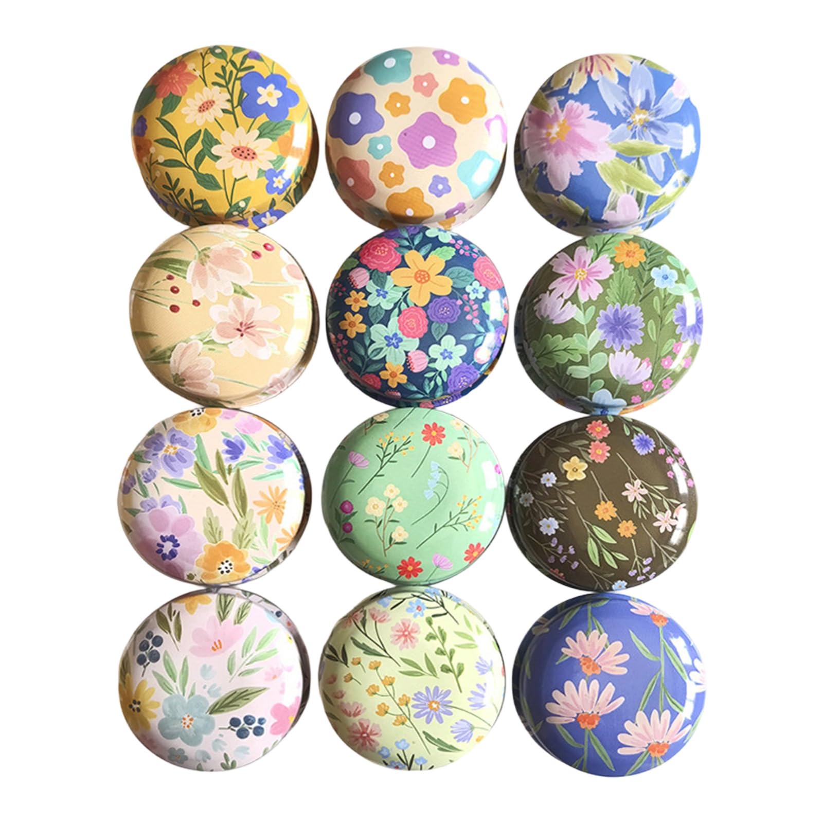 TQUXNGA Of 12 Decorative Round Tins Craft of Iron for Organizing Small Household Items Sewing Accessory Planner
