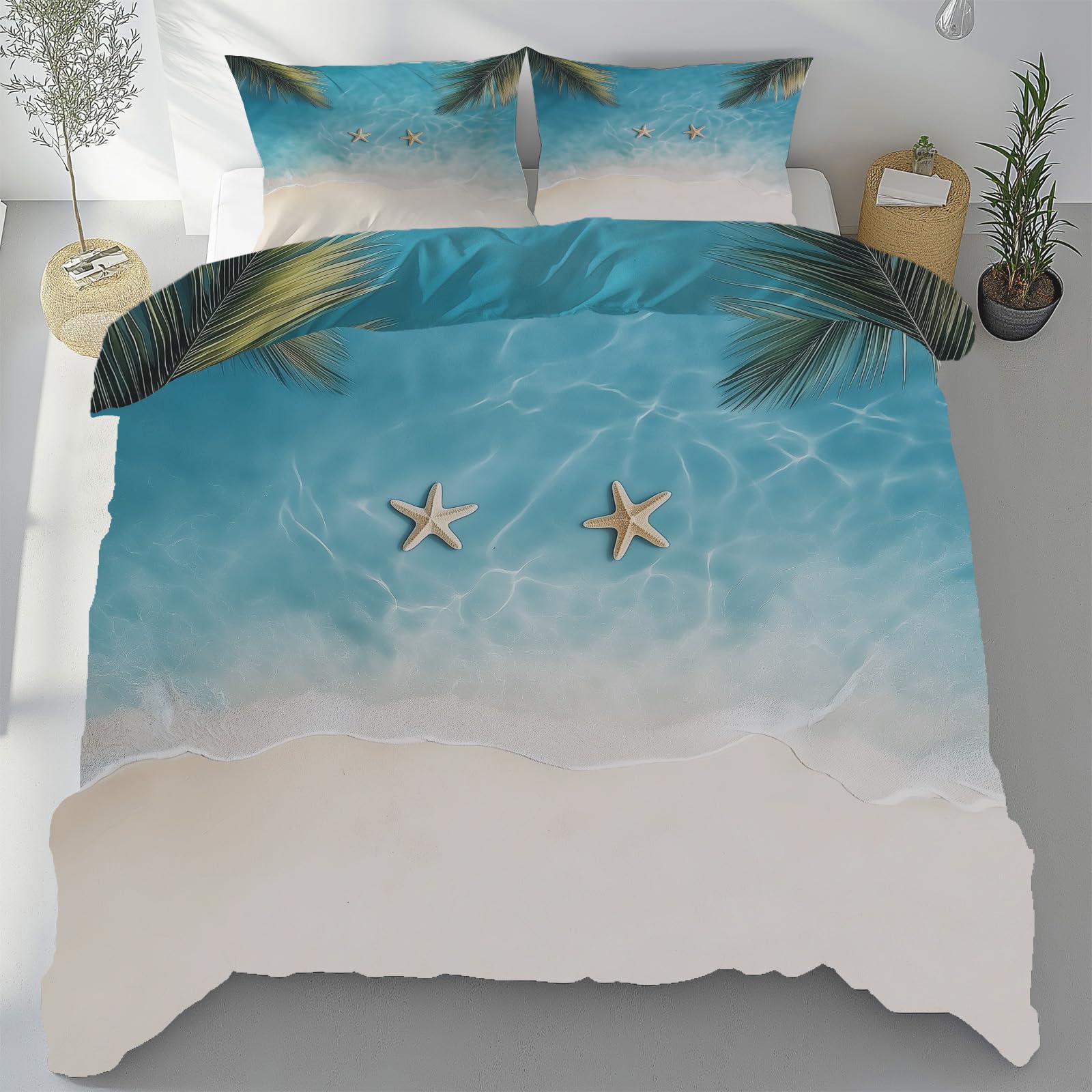 Housse de couette plage d'été 240x260 pour une chambre style bord de mer