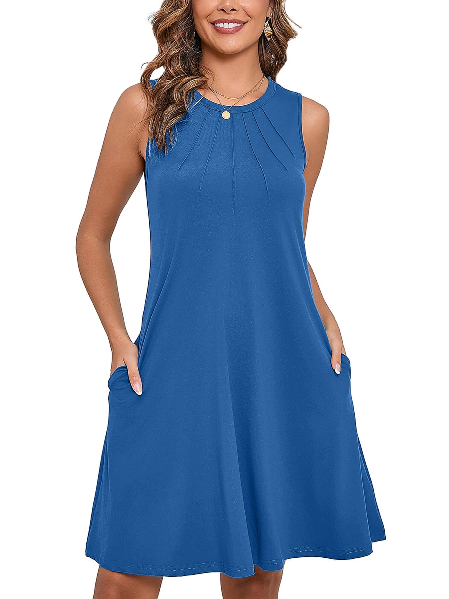 Heymoments Women Sleeveless Summer Beach Dresses with Pockets