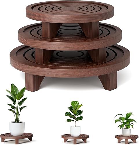 Paquete de 3 soportes de madera para plantas de interior, elevador de plantas, de varios tamaños, soportes decorativos para plantas, taburetes, mesa