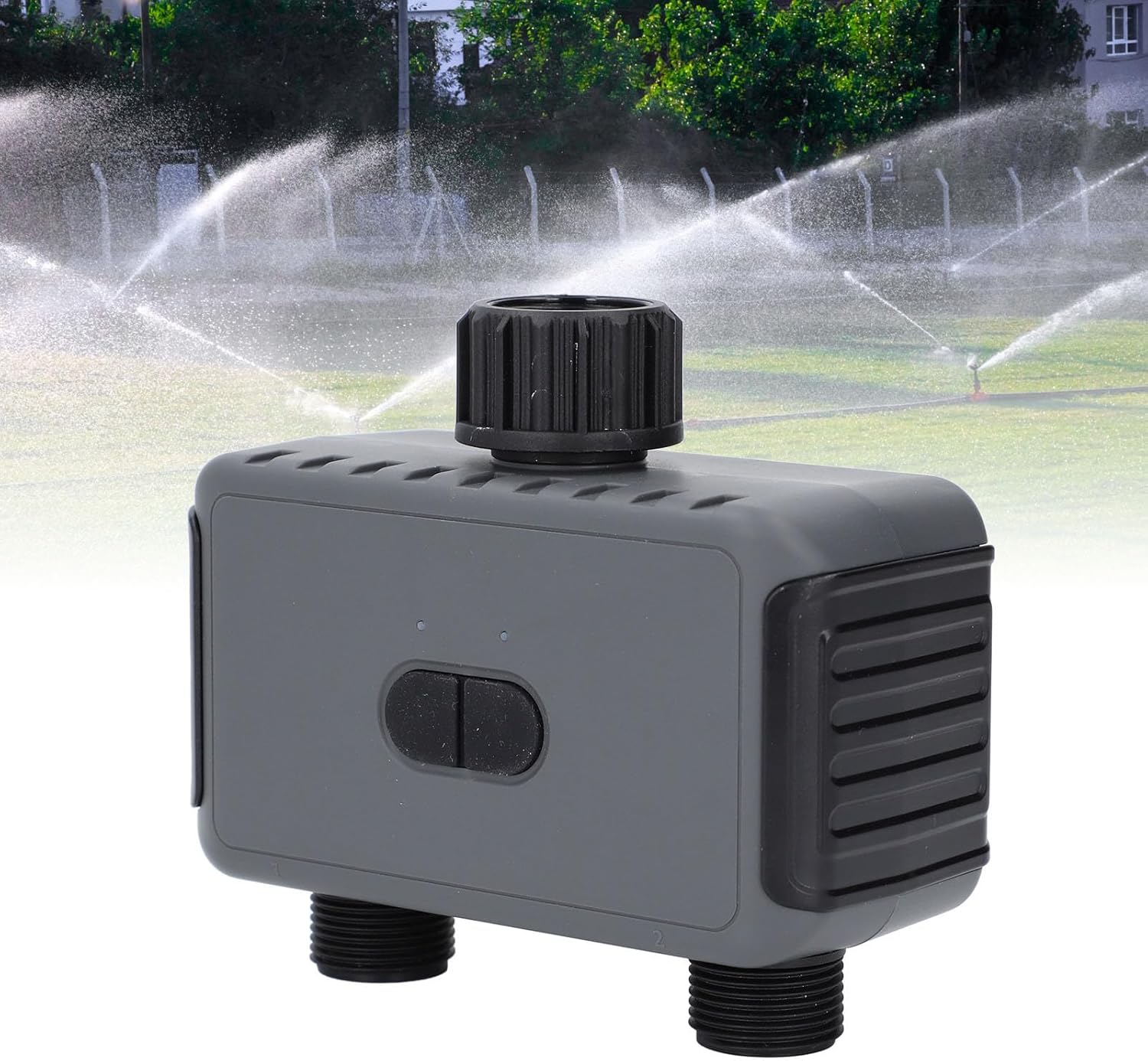 GOTOTOP Bluetooth Sprinkler Timer 2 Zone Water Timer Dual Zone Irrigation Controller with APP Control Rain Delay IP55 Proof for Garden Yard Lawn