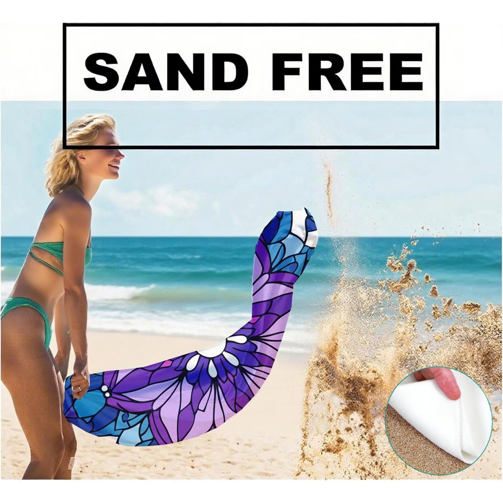 Serviette de Plage XXL 100x200 cm,Mandala Serviette Plage Microfibre avec Séchage Rapide, Anti-Sable, Absorbante Fonction Design pour Vacances Piscine Pique-Nique Voyages Yoga, Cadeau Femme Q-361