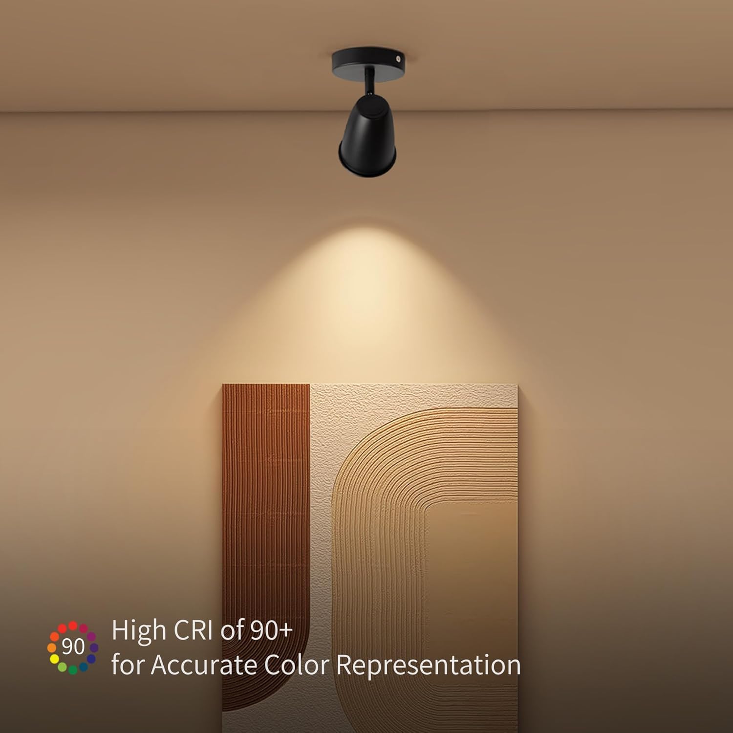 Aisilan LED Ceiling Spotlight, Adjustable GU10 Surface Mount Light, Matte Black 7W 3000K Warm White Indoor Spotlight for Kitchen Living Room Artwork, Track Lighting Style