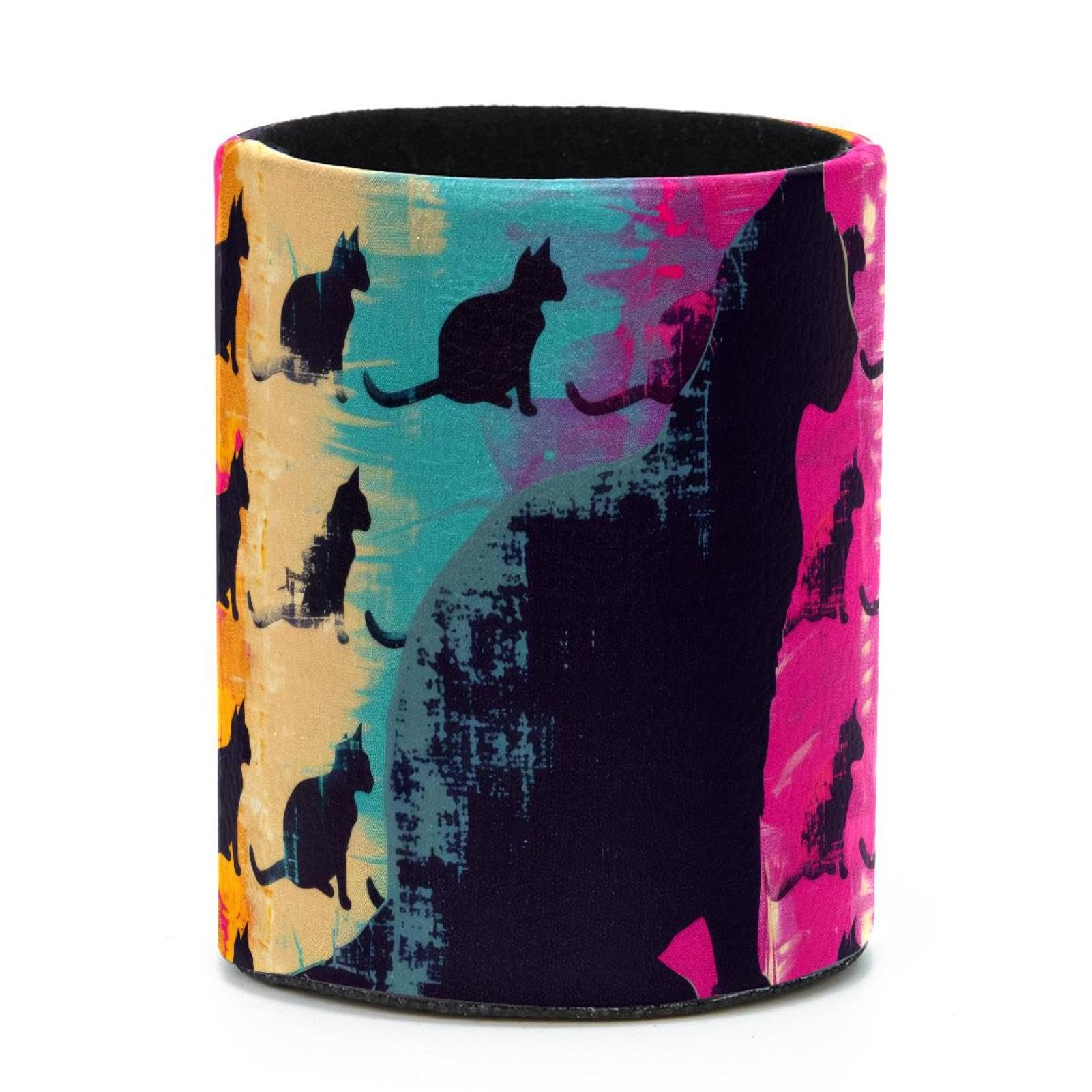 VAPOKF Round Pencil Holders for Desk, Cat Silhouette Pen Holders Pen Pot Makeup Brushes Storage Desktop Stationery Supplies Organiser for Home Office
