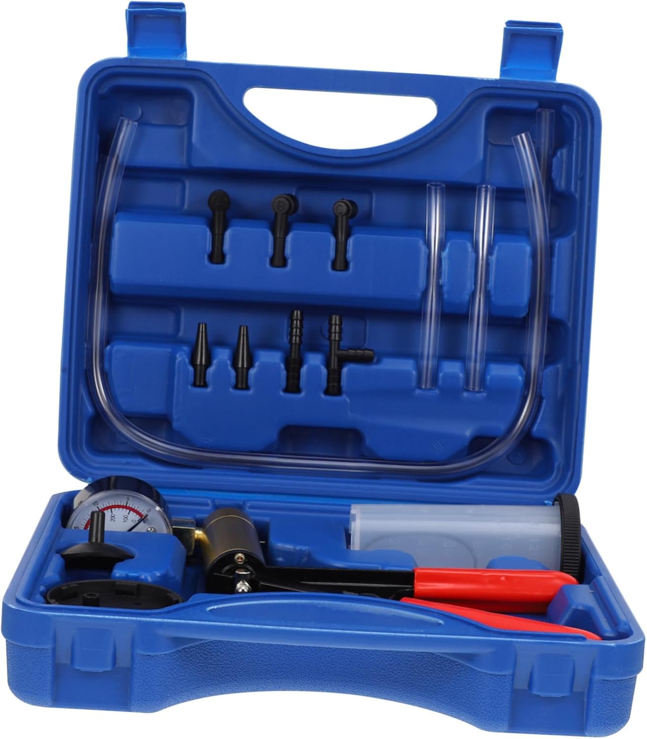 Car Manual Vacuum Pump Brake Oil Replacement Tool Brake Bleeder Kit Adapters for Vehicle Models Portable and Automotive Maintenance Tool Blue
