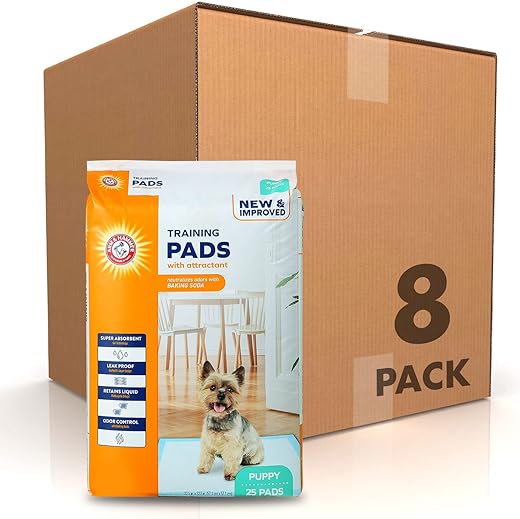 Arm & Hammer for Dogs Puppy Training Pads with Attractant | New & Improved Super Absorbent, Leak-Proof, Odor Control Quilted Puppy Pads with Baking Soda| 50 Count Wee Wee Pads
