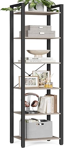 Miniatura 9 de VASAGLE Estantería de 6 niveles, estantería con marco de acero, estante para libros para sala de estar, oficina en casa, estudio, 11.8 x 15.7 x 73.2