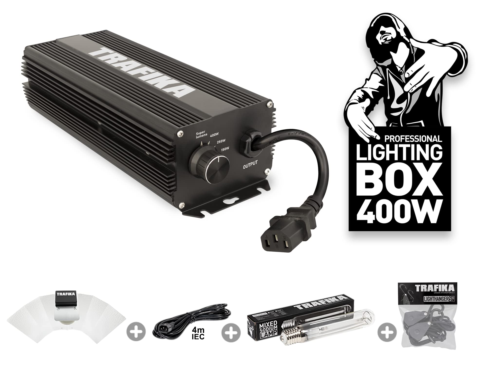 Kit Culture Interieur Kit Luminaire Culture TRAFIKA 600W - Ballast Numérique Ampoule HPS Réflecteur Réflecteur Stucco