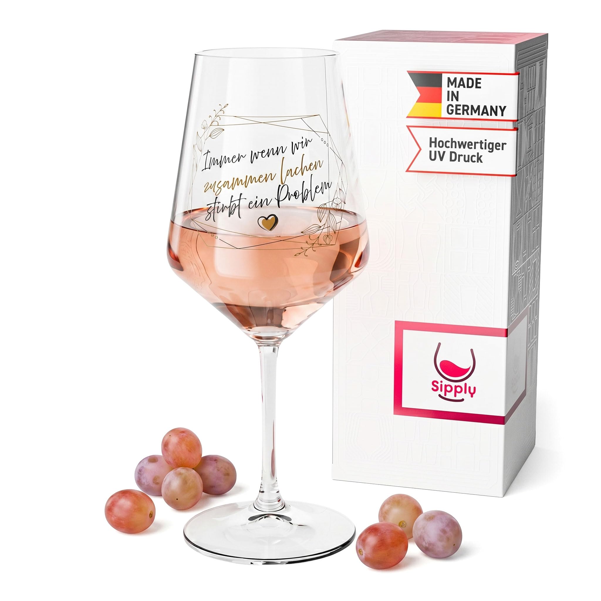 Weinglas mit Spruch Wenn wir zusammen Lachen 0,5l Glas lustig für Spritz Getränke Cocktails Sekt Schorle Bowle oder Saft