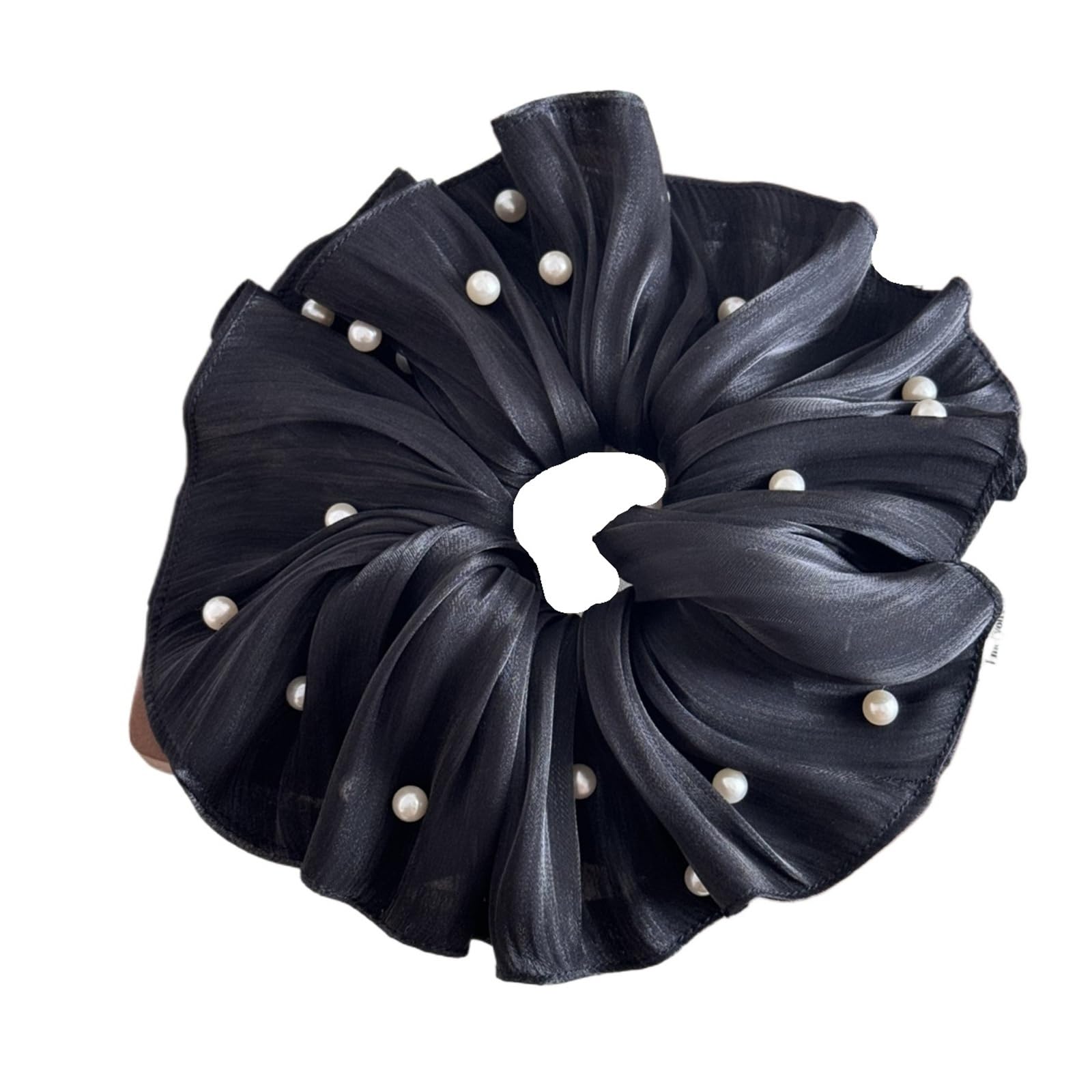 Großes Gaze-Perlen-Haargummi, süßes romantisches Haargummi-Accessoire for Frauen(Black)