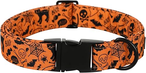 Lionet Paws Collar de perro para niño, cómodo y ajustable, lindo collar de Halloween con hebilla de metal para perros machos, regalo, pequeño,