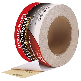 BOSHCRAFT 120 Grit PSA Longboard Sandpaper, 2-3/4" x 20 Yds Self-Adhesive Sand Paper for Woodworking & Automotive Air File Sander