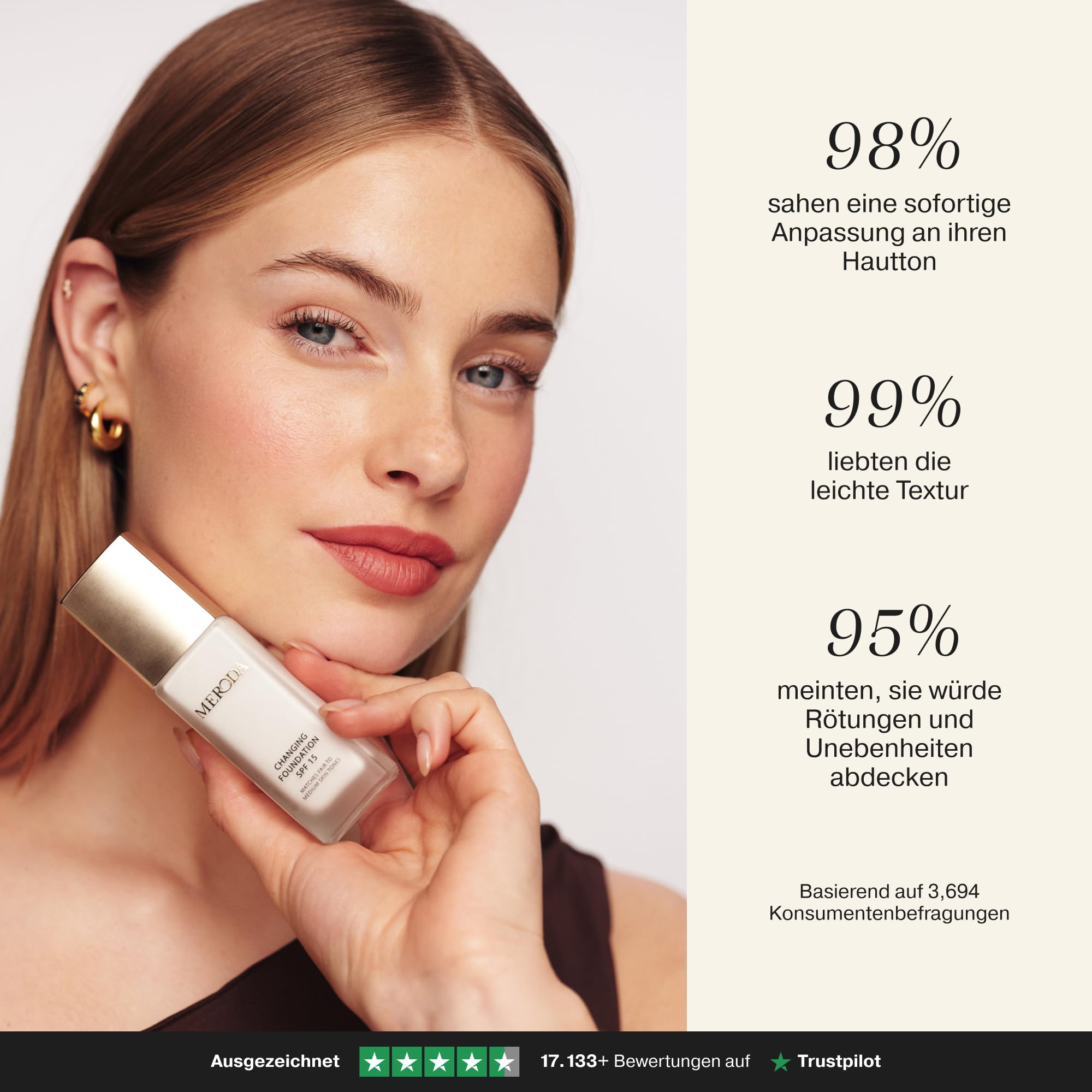 MERODA® Changing Foundation SPF 15 [LIGHT TO MEDIUM SKIN] - Essential Brush & Travel Bag Set