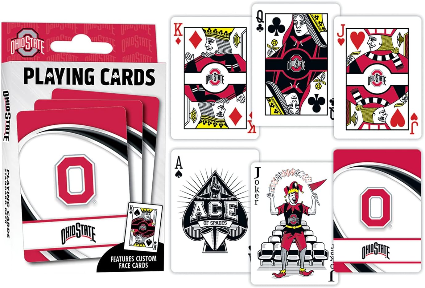 MasterPieces Family Games - NCAA Ohio State Buckeyes Playing Cards - Officially Licensed Playing Card Deck for Adults, Kids, and Family