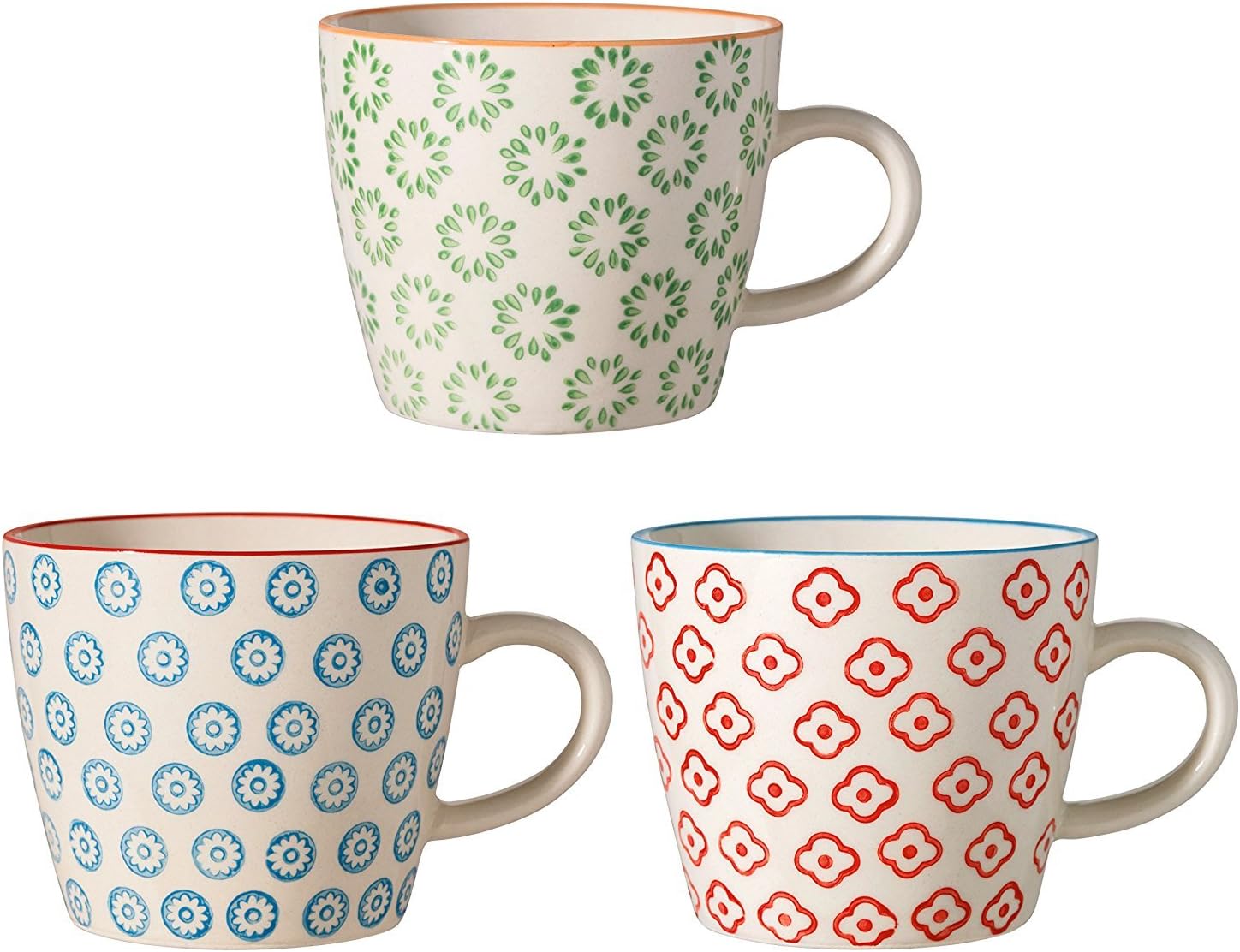 Bloomingville Mokken Maya, roze groen paars, keramiek, set van 3