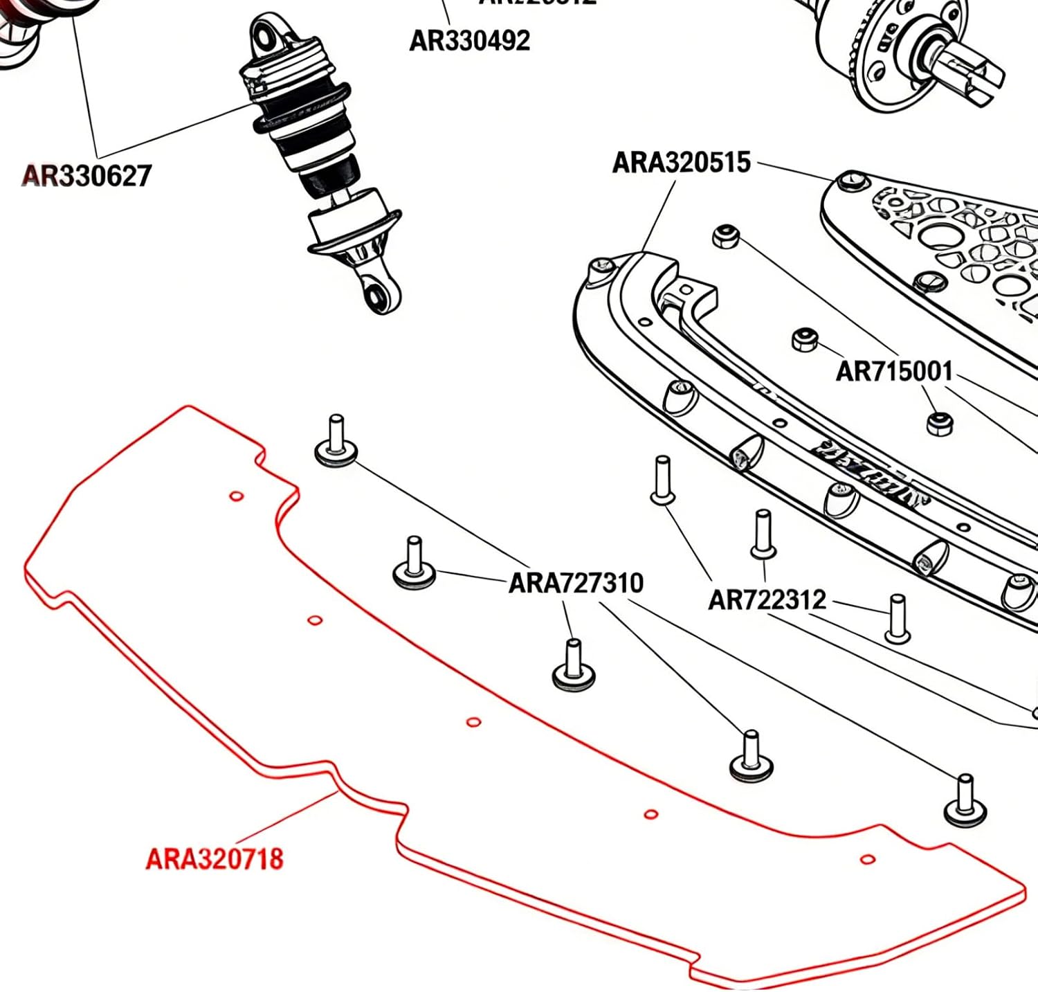 3MM Carbon Fiber Front Splitter ARA320718 Replacement for Arrma 1/7 Limitless 6S/V2/120 8S Upgrades, Lightweight Front Wing Aero Splitter Lip Spoiler Air Dam Chassis Upgrades