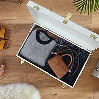 Vista 84 de Vixdonos Juego de 2 baúles decorativos de almacenamiento de caja de metal con asa (blanco con cierres de bronce)