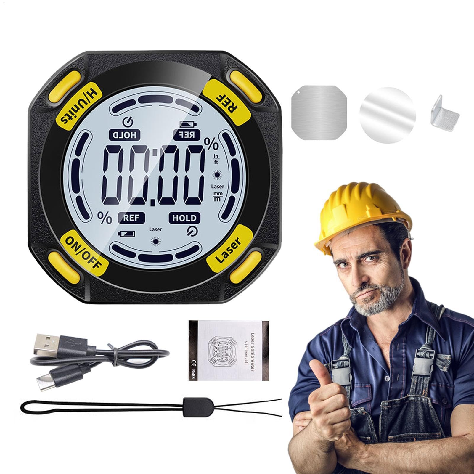 Medidor De Ángulo Digital – Medidor Electrónico Magnético, Inclinómetro | Cúbico | De Nivel De Precisión Para Carpintería, Pantalla De Retroiluminación, Medición, Sierra Ingleteadora Biselada