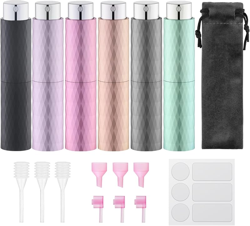 Frascos atomizadores recarregáveis Lulupack para perfume, 8 mL, pacote com 6
