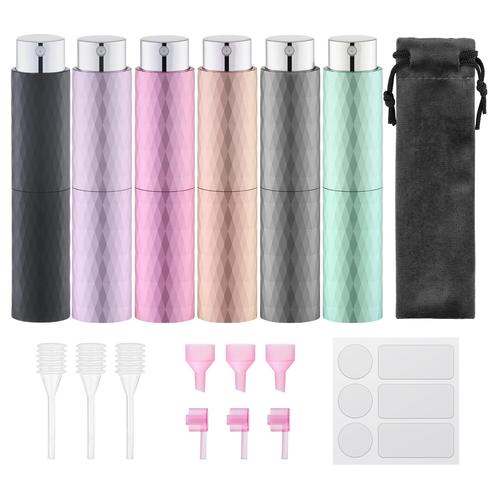 Lulupack Travel Perfume Bottle Refillable, 8ml Cologne Spray Atomizer, 6PCS