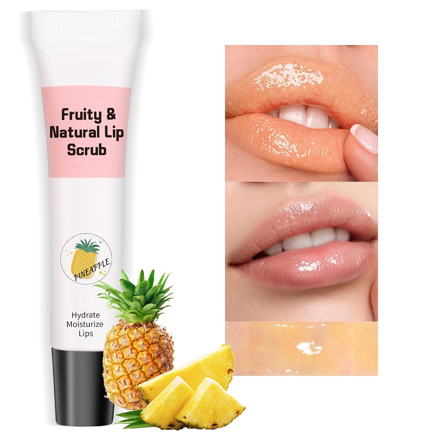Lip Scrub Gentle Exfoliator, Hydrating Scrub for Lip Prep, Moisturizing Lip Care Organic Fruit Lip Scrub Balm For Lightening & Brightening Dark Lips Overnight Hydration & Moisturizer (Peach)