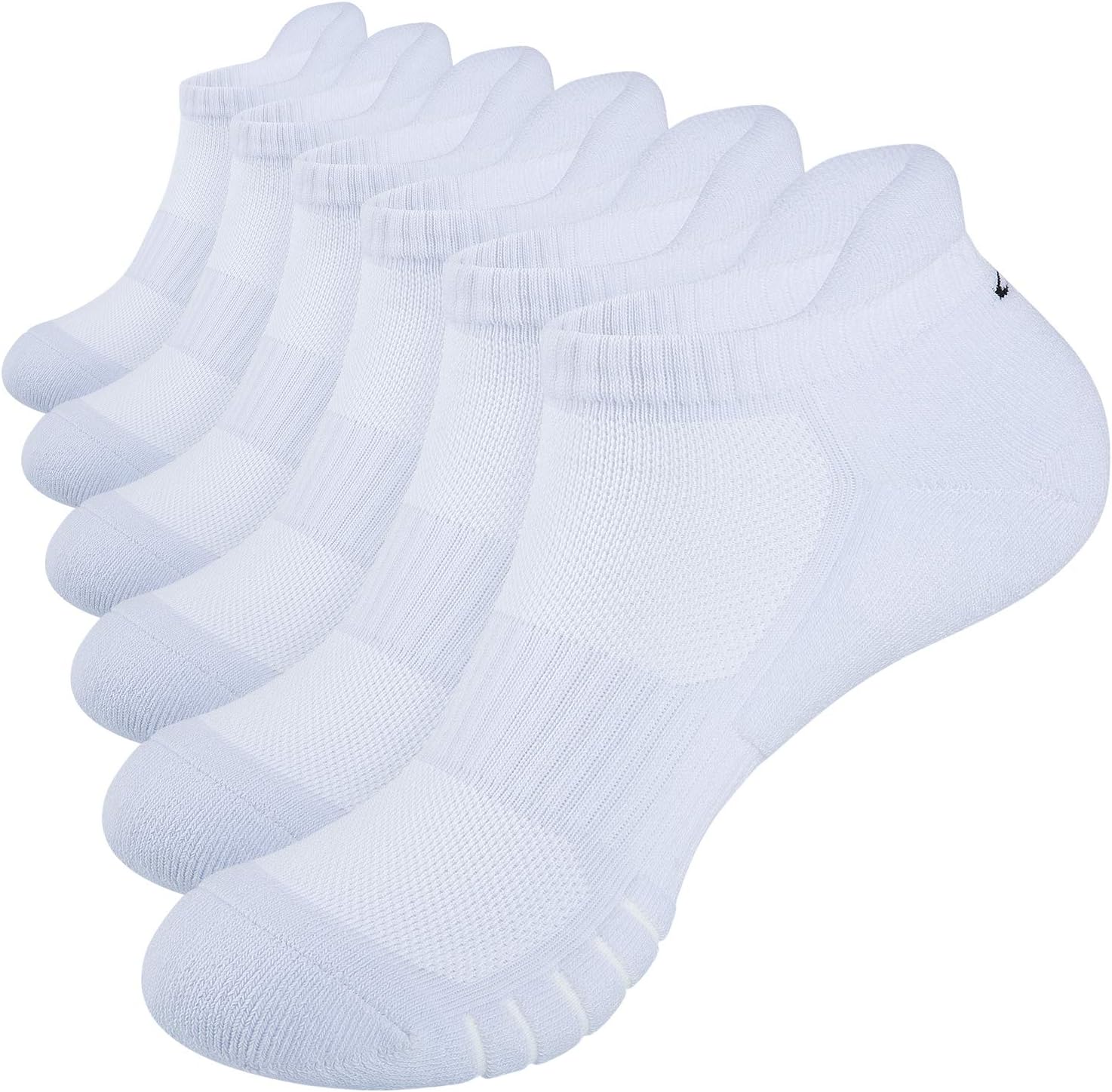 Anqier Running Socks Cushioned Anti Blister Sports Socks No Stink Trainer Socks for Men Women Cotton Ankle Ladies Socks Low Cut Walking Compression Socks 6 Pairs