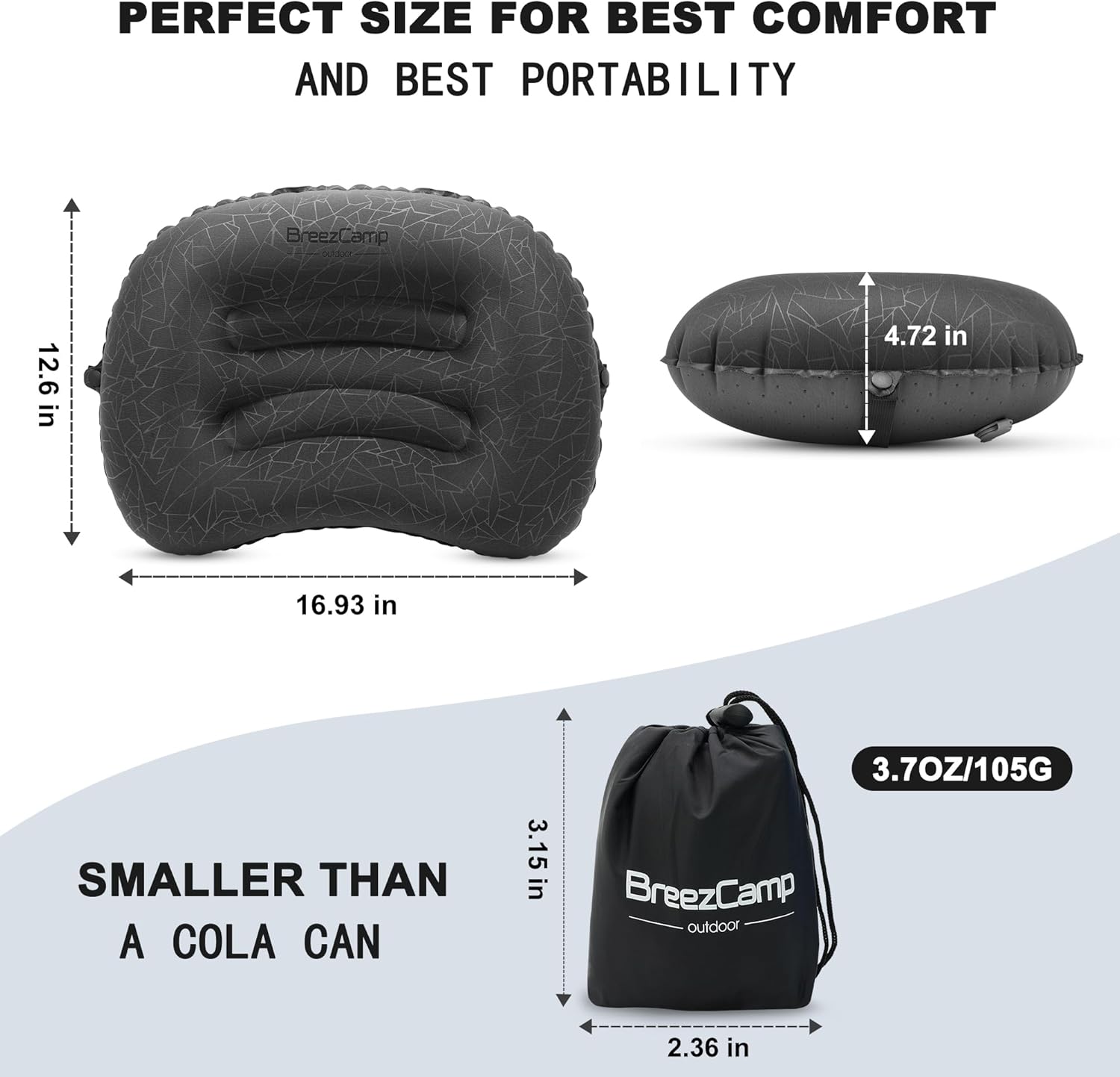 Inflatable Camping Pillow, Travel Blow Up Air Pillow, Neck Lumbar Support Ultralight Compact Pillow for Outdoor Hiking Backpacking Car Beach Airplane Sleeping Essentials, Black - Image 5