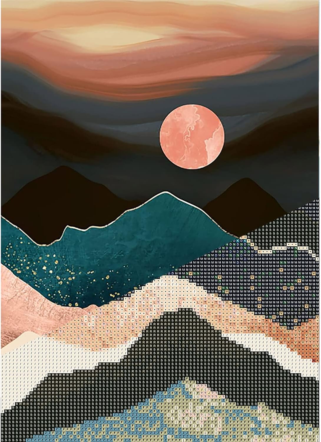Diamond Art for Adults Sunset, 5d Diamond Painting Kits for Adults Paint by Diamonds Full Drill for Beginners Dimond Art Mountains for Gift Wall Decor (12x16")