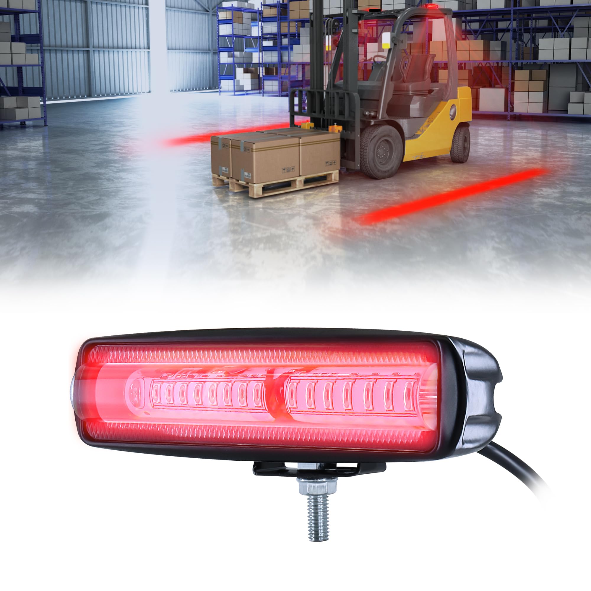 Dinfu Lampe de sécurité LED 30 W pour chariot élévateur - Lumière d'avertissement - DC 12-80 V - Rouge