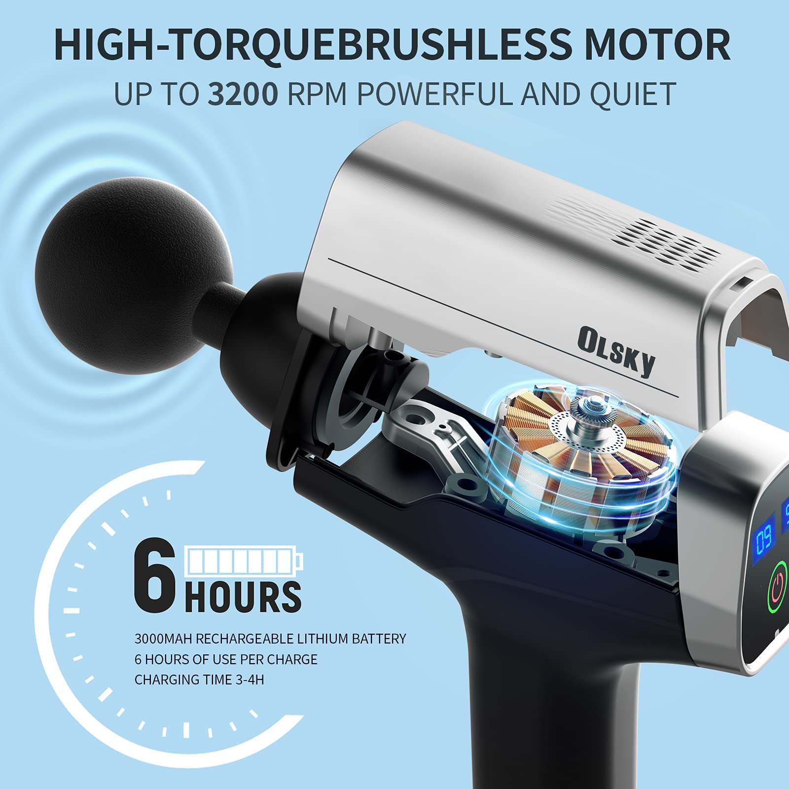 Massage Gun Deep Tissue, Handheld Electric Body Back Massager, High Percussion Muscle Massage Device for Athletes with 9 Speed & 12 Attachments